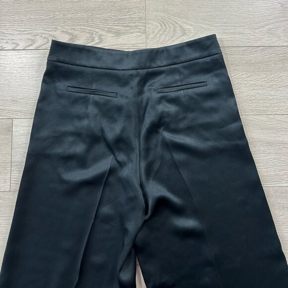 ETRO 2022 Satin Flared Black Wide-Leg Black Viscose Elegant Trouser Pants - Picture 6 of 15